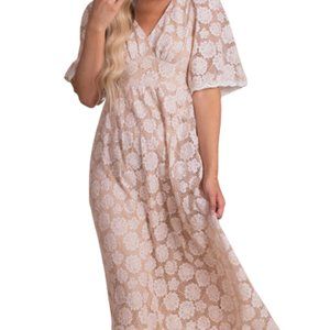 Bella Ella "She's So Gorgeous" Midi Lace Dress Cream - L